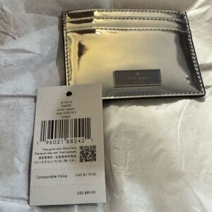 New Kate Spade Metallic Silver Card Holder